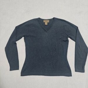 JOHN MEYER ESSENTIALS 100% Merino Wool V Neck Long Sleeve Sweater Top Size S